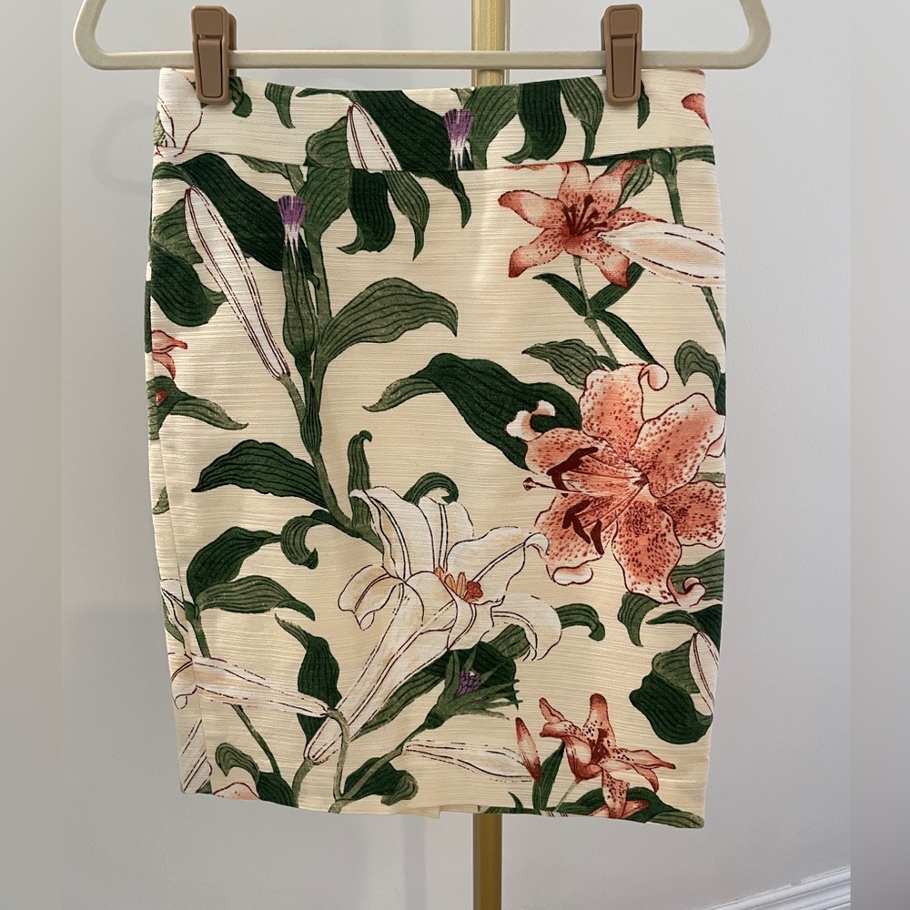 Ann Taylor Floral Mini Skirt with Green and Pink Accents